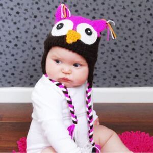 Daisy Baby Girls Infant Toddler Owl Beanie Hat Hot Pink 6-12 months NWT